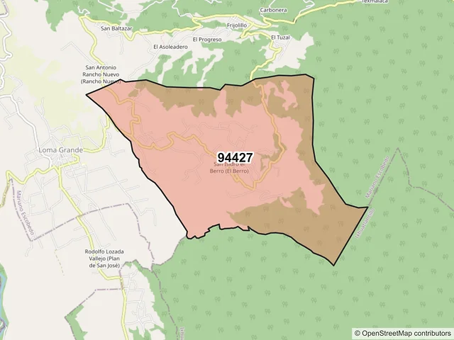 Mapa del código postal 94427, Mariano Escobedo, Veracruz de Ignacio de la Llave