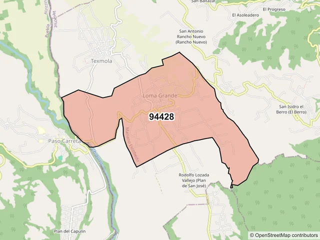 Mapa del código postal 94428, Mariano Escobedo, Veracruz de Ignacio de la Llave