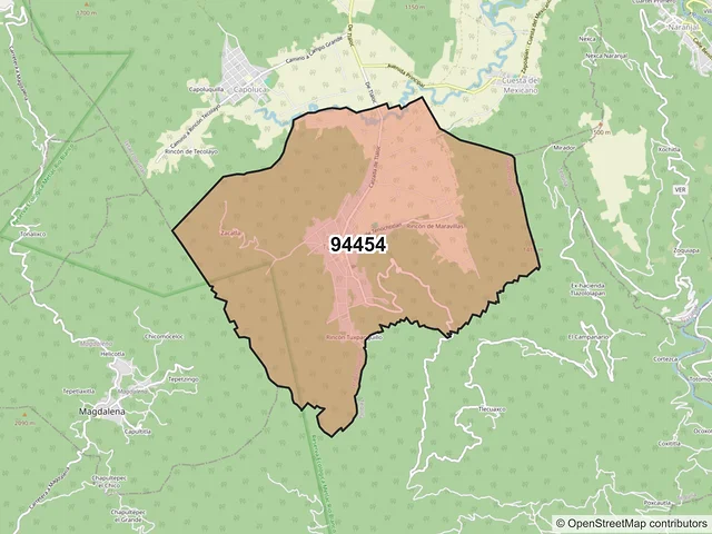 Mapa del código postal 94454, Ixtaczoquitlán, Veracruz de Ignacio de la Llave