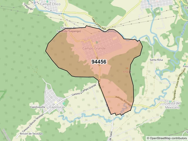 Mapa del código postal 94456, Ixtaczoquitlán, Veracruz de Ignacio de la Llave