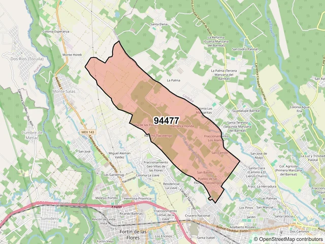 Mapa del código postal 94477, Fortín, Veracruz de Ignacio de la Llave