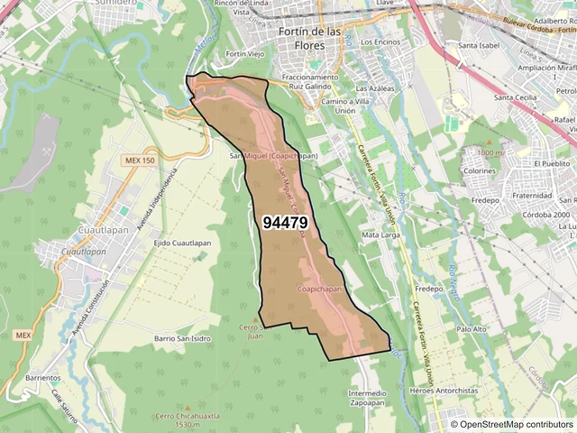 Mapa del código postal 94479, Fortín, Veracruz de Ignacio de la Llave
