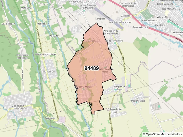 Mapa del código postal 94489, Córdoba, Veracruz de Ignacio de la Llave