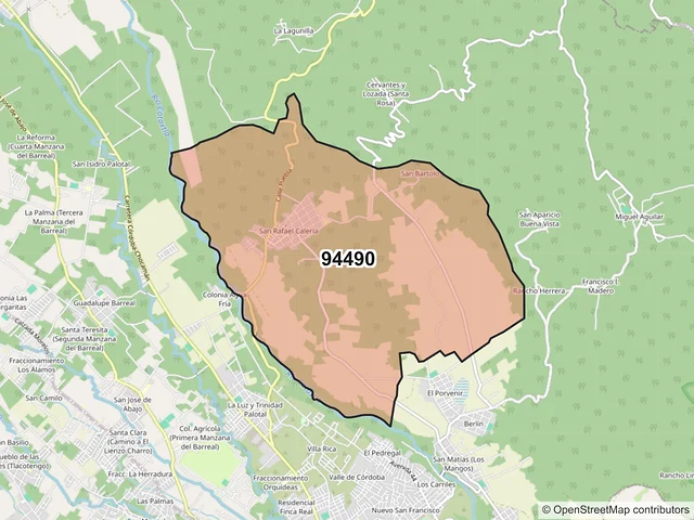 Mapa del código postal 94490, Córdoba, Veracruz de Ignacio de la Llave