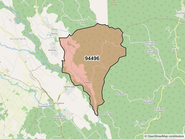 Mapa del código postal 94496, Córdoba, Veracruz de Ignacio de la Llave