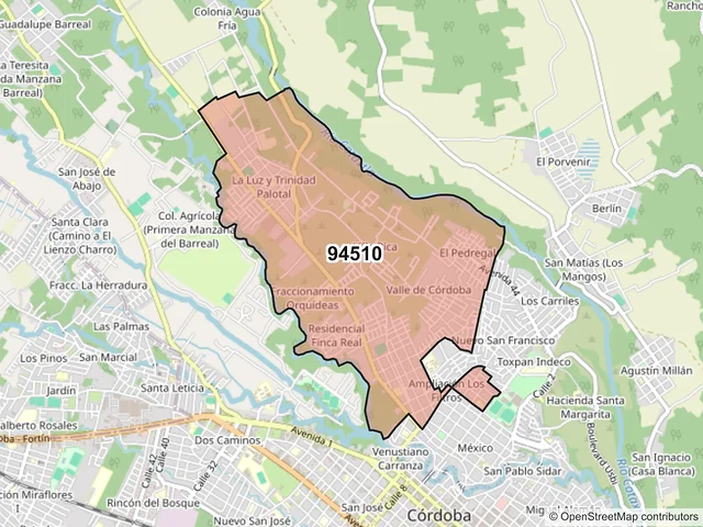 Mapa del código postal 94510, Córdoba, Veracruz de Ignacio de la Llave