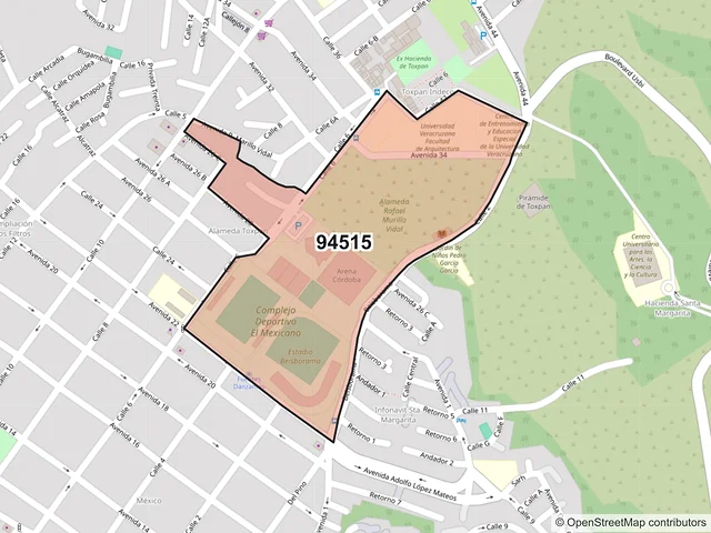 Mapa del código postal 94515, Córdoba, Veracruz de Ignacio de la Llave