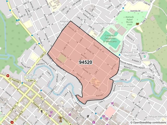 Mapa del código postal 94520, Córdoba, Veracruz de Ignacio de la Llave