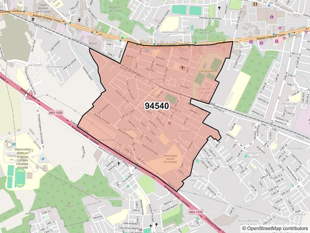 Mapa del código postal 94540, Córdoba, Veracruz de Ignacio de la Llave