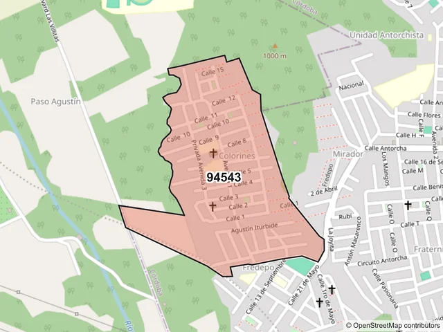Mapa del código postal 94543, Córdoba, Veracruz de Ignacio de la Llave