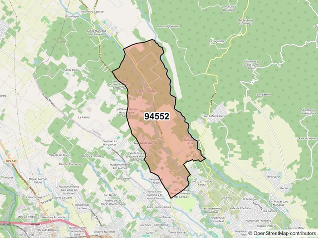 Mapa del código postal 94552, Córdoba, Veracruz de Ignacio de la Llave