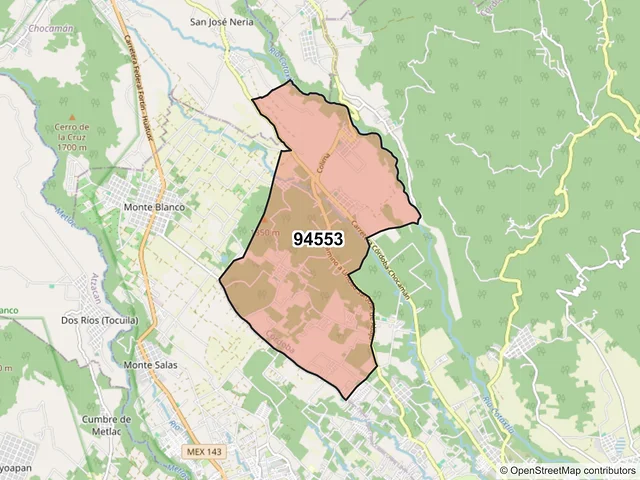 Mapa del código postal 94553, Córdoba, Veracruz de Ignacio de la Llave