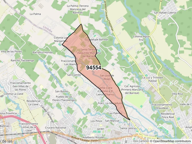 Mapa del código postal 94554, Córdoba, Veracruz de Ignacio de la Llave