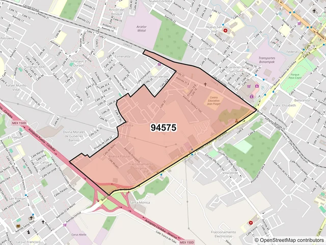 Mapa del código postal 94575, Córdoba, Veracruz de Ignacio de la Llave