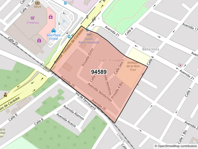 Mapa del código postal 94589, Córdoba, Veracruz de Ignacio de la Llave