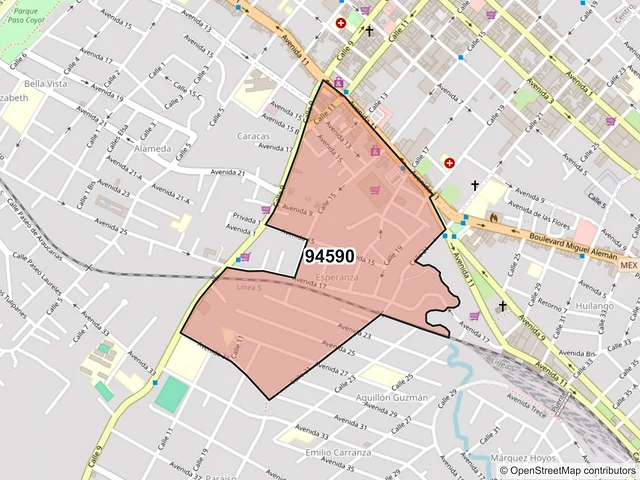 Mapa del código postal 94590, Córdoba, Veracruz de Ignacio de la Llave