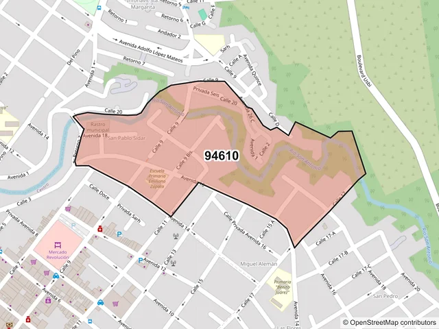 Mapa del código postal 94610, Córdoba, Veracruz de Ignacio de la Llave