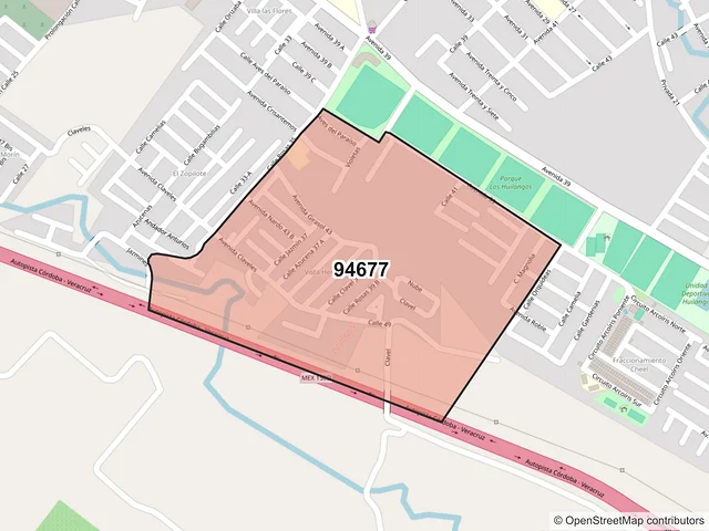 Mapa del código postal 94677, Córdoba, Veracruz de Ignacio de la Llave