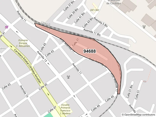 Mapa del código postal 94688, Córdoba, Veracruz de Ignacio de la Llave