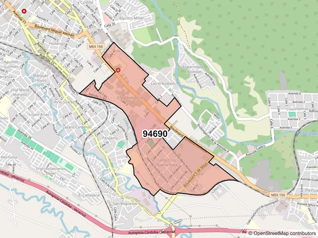 Mapa del código postal 94690, Córdoba, Veracruz de Ignacio de la Llave