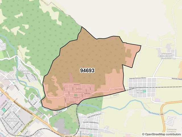 Mapa del código postal 94693, Córdoba, Veracruz de Ignacio de la Llave