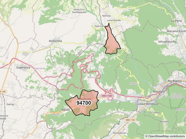 Mapa del código postal 94700, Maltrata, Veracruz de Ignacio de la Llave