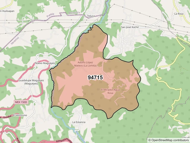 Mapa del código postal 94715, Maltrata, Veracruz de Ignacio de la Llave