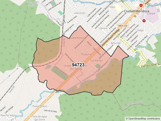 Mapa del código postal 94723, Nogales, Veracruz de Ignacio de la Llave
