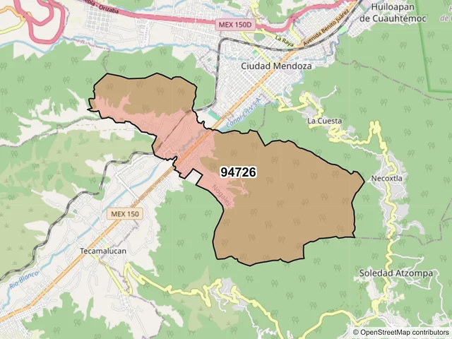 Mapa del código postal 94726, Nogales, Veracruz de Ignacio de la Llave