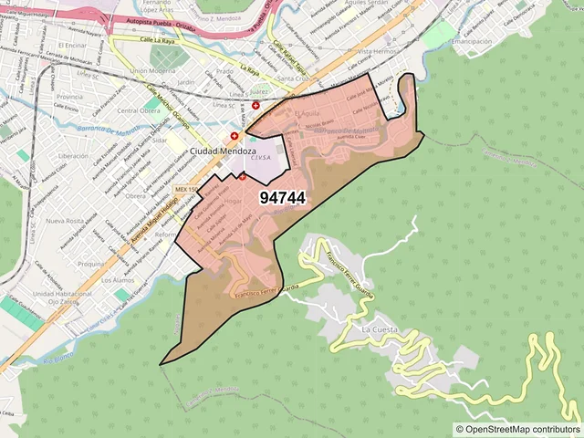 Mapa del código postal 94744, Camerino Z. Mendoza, Veracruz de Ignacio de la Llave