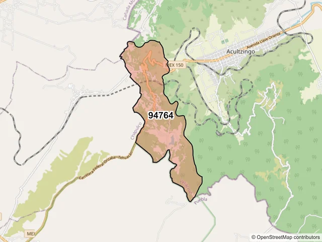 Mapa del código postal 94764, Acultzingo, Veracruz de Ignacio de la Llave