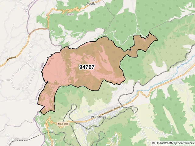 Mapa del código postal 94767, Acultzingo, Veracruz de Ignacio de la Llave