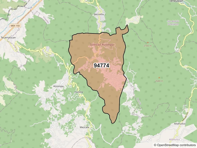 Mapa del código postal 94774, Soledad Atzompa, Veracruz de Ignacio de la Llave