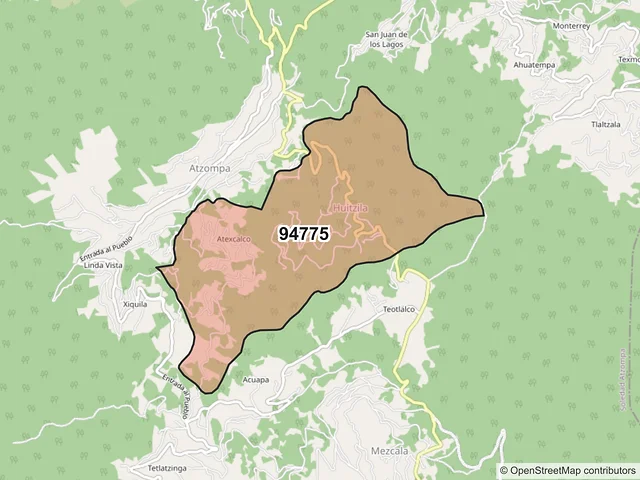 Mapa del código postal 94775, Soledad Atzompa, Veracruz de Ignacio de la Llave