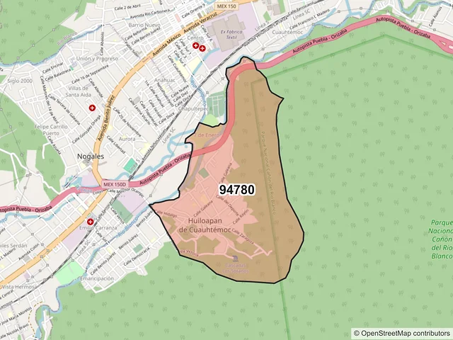 Mapa del código postal 94780, Huiloapan de Cuauhtémoc, Veracruz de Ignacio de la Llave