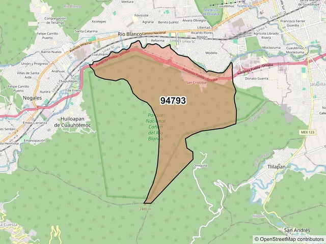 Mapa del código postal 94793, Huiloapan de Cuauhtémoc, Veracruz de Ignacio de la Llave