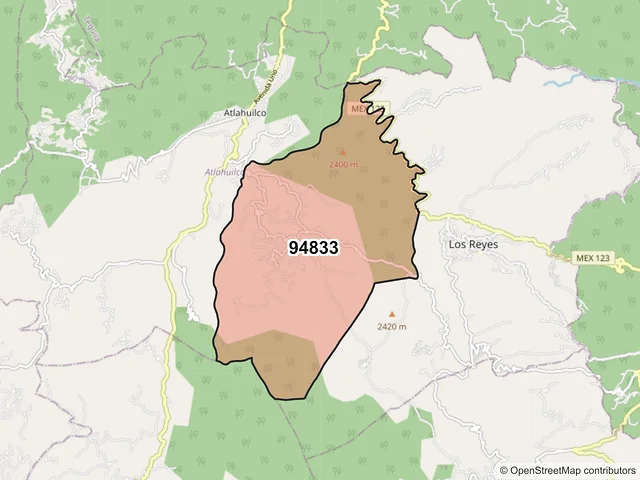 Mapa del código postal 94833, Atlahuilco, Veracruz de Ignacio de la Llave