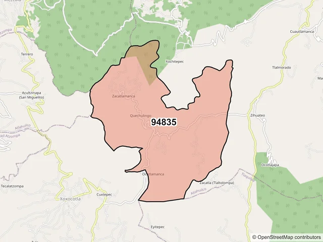 Mapa del código postal 94835, Atlahuilco, Veracruz de Ignacio de la Llave