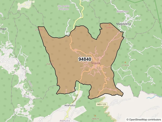 Mapa del código postal 94840, Tequila, Veracruz de Ignacio de la Llave