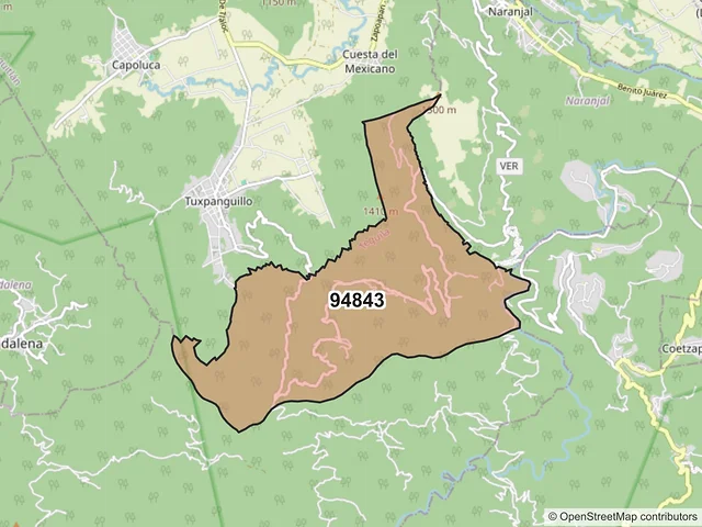 Mapa del código postal 94843, Tequila, Veracruz de Ignacio de la Llave