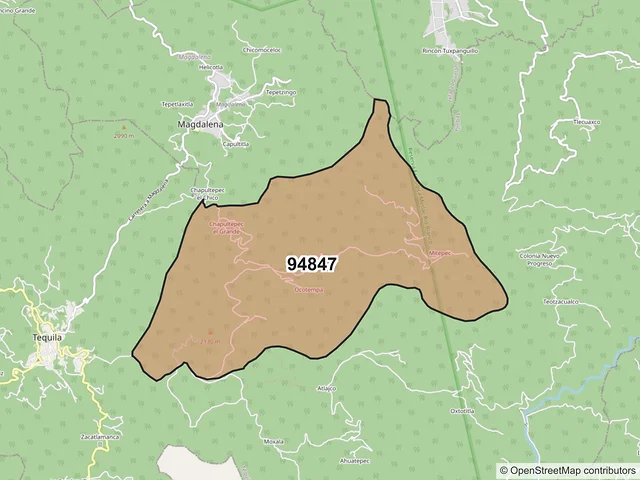 Mapa del código postal 94847, Tequila, Veracruz de Ignacio de la Llave