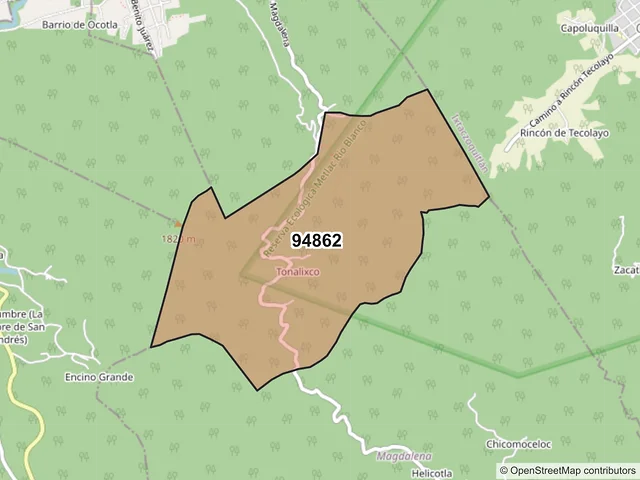 Mapa del código postal 94862, Tlilapan, Veracruz de Ignacio de la Llave