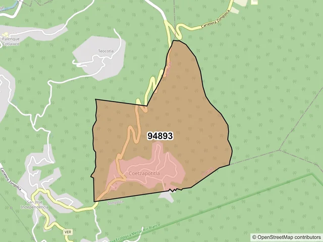 Mapa del código postal 94893, Coetzala, Veracruz de Ignacio de la Llave