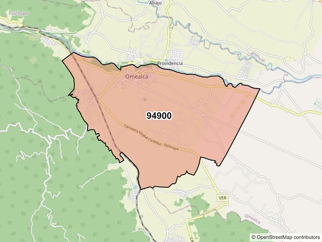 Mapa del código postal 94900, Omealca, Veracruz de Ignacio de la Llave