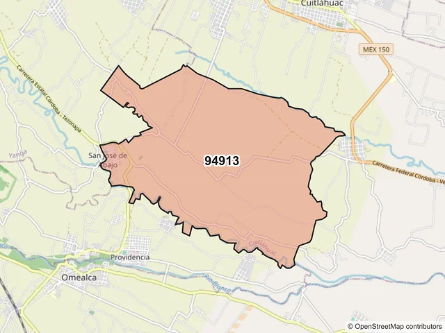 Mapa del código postal 94913, Cuitláhuac, Veracruz de Ignacio de la Llave