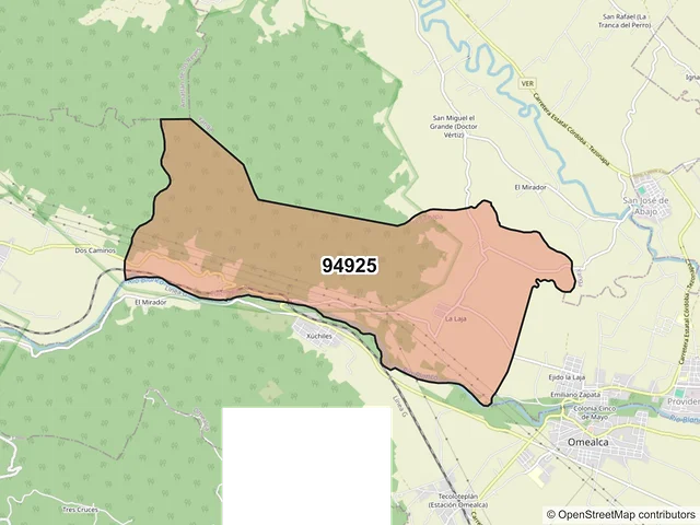 Mapa del código postal 94925, Cuichapa, Veracruz de Ignacio de la Llave