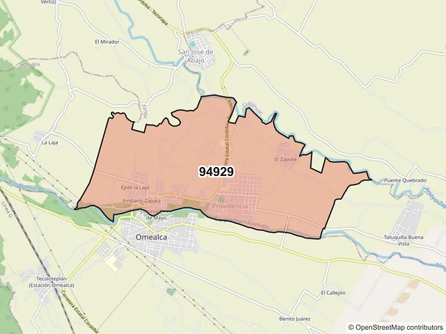 Mapa del código postal 94929, Cuichapa, Veracruz de Ignacio de la Llave