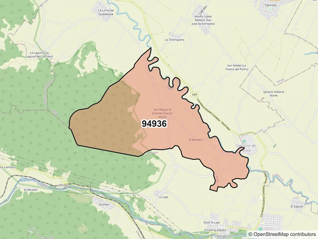 Mapa del código postal 94936, Yanga, Veracruz de Ignacio de la Llave