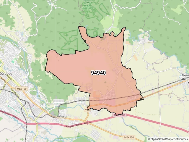 Mapa del código postal 94940, Amatlán de los Reyes, Veracruz de Ignacio de la Llave