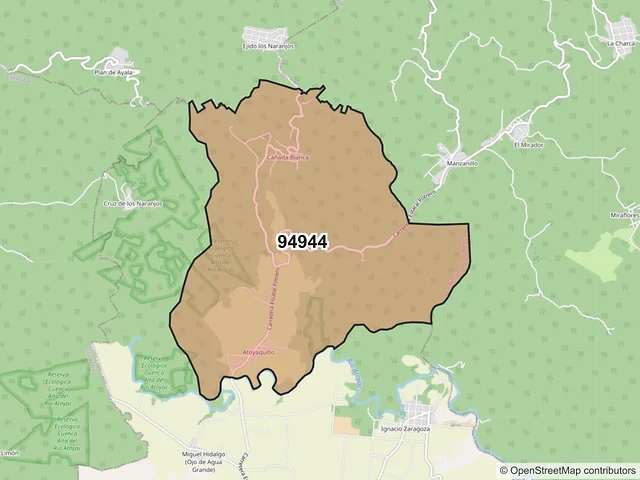 Mapa del código postal 94944, Amatlán de los Reyes, Veracruz de Ignacio de la Llave